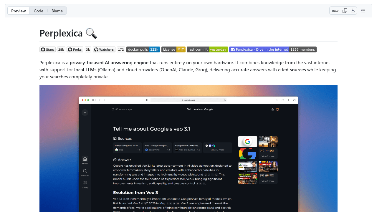 Perplexica interface preview