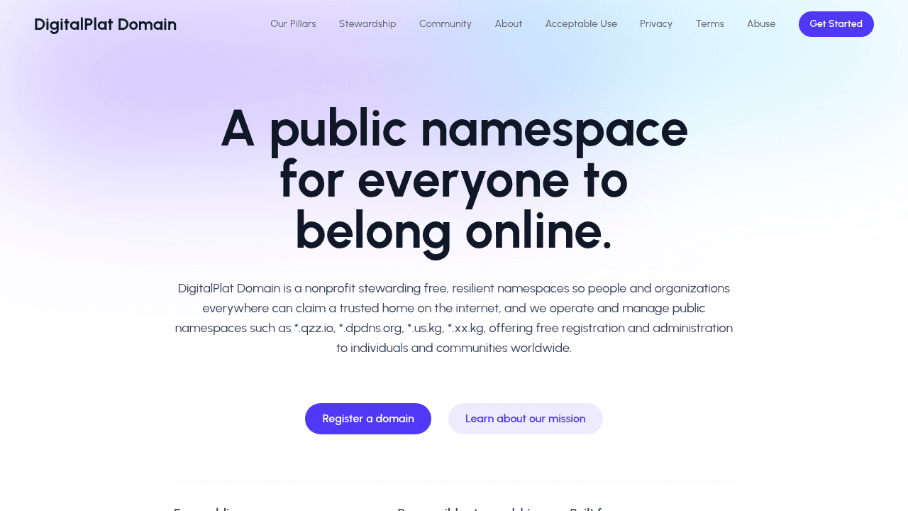 FreeDomain interface preview