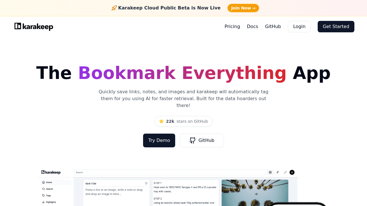 karakeep interface preview