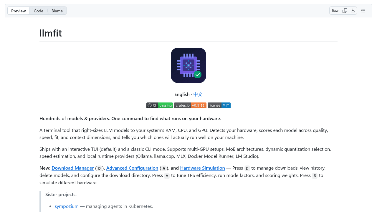 llmfit interface preview