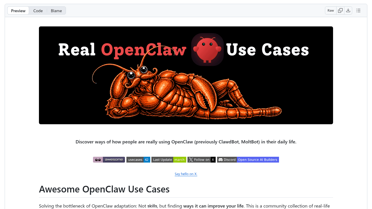 awesome-openclaw-usecases interface preview