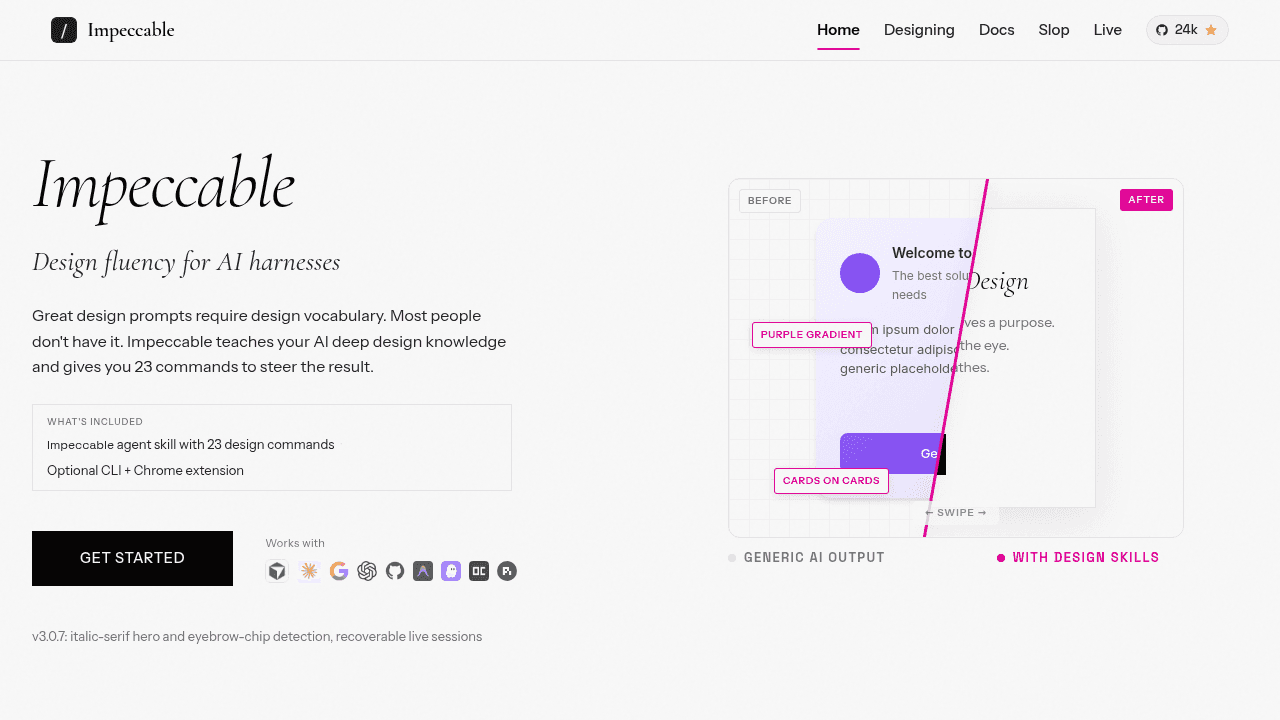 impeccable interface preview