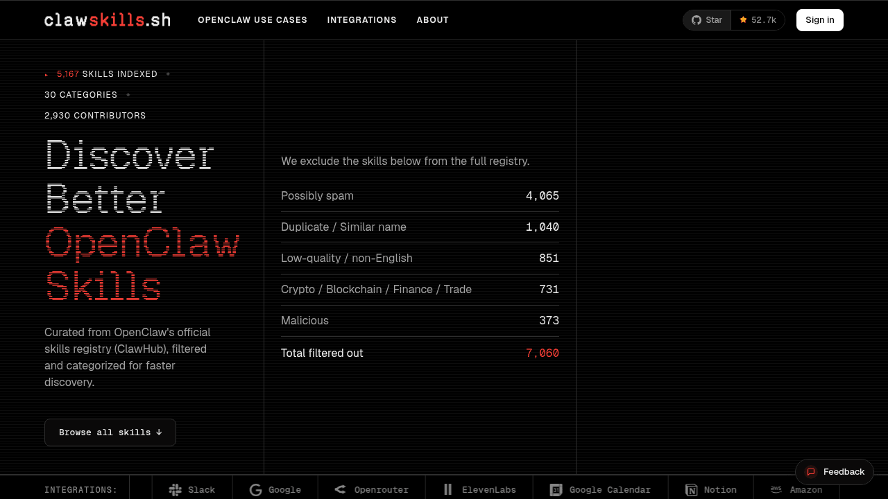 awesome-openclaw-skills interface preview