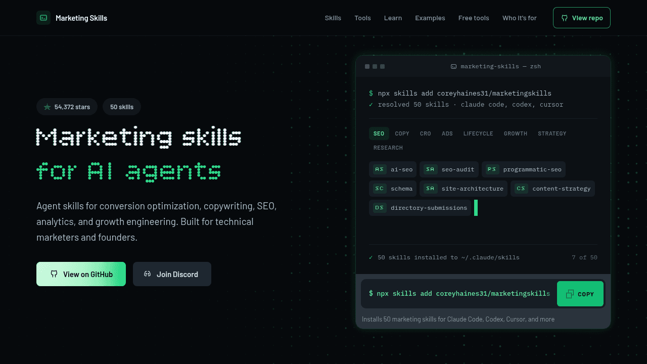 marketingskills interface preview
