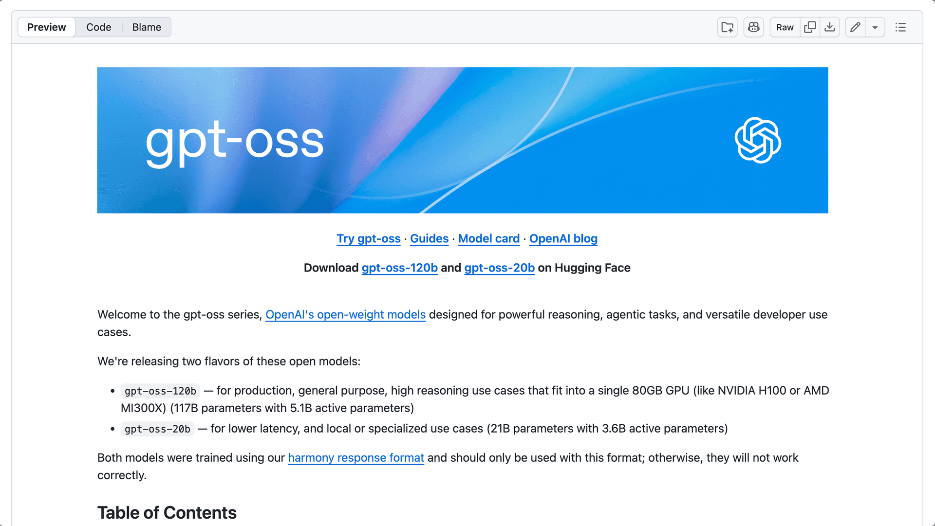 gpt-oss interface preview