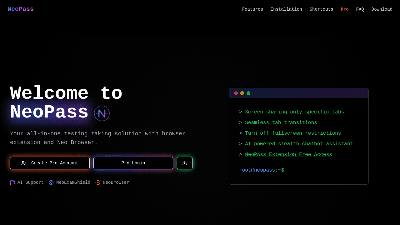 NeoPass interface preview