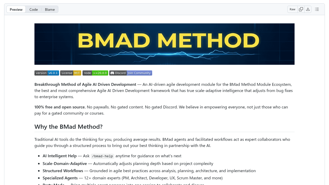 BMAD-METHOD interface preview