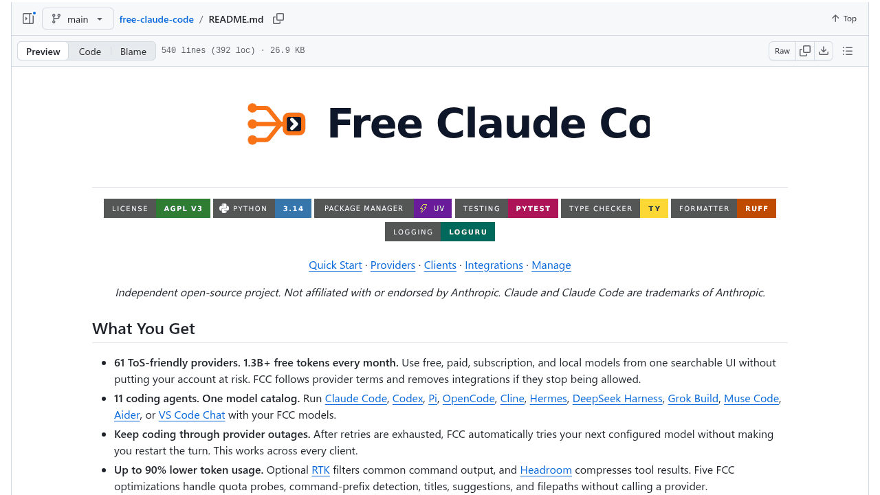 free-claude-code interface preview