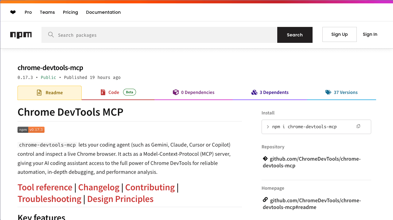 chrome-devtools-mcp interface preview